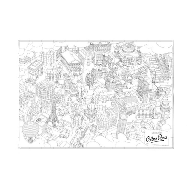 パリ街並みの塗り絵